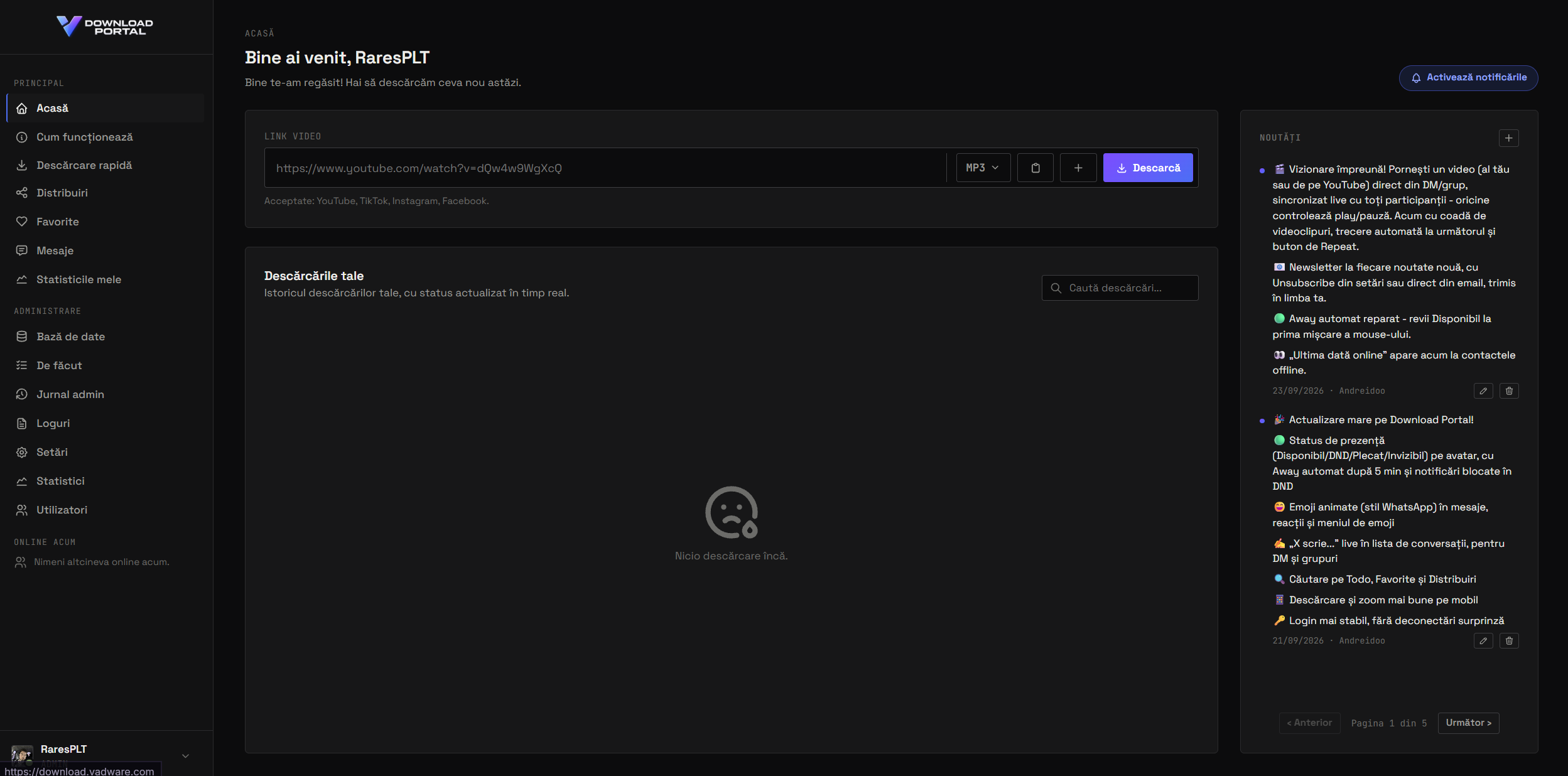Proiect web design: Download Portal — Ecosistem SaaS Video — RNBDesigns Constanța