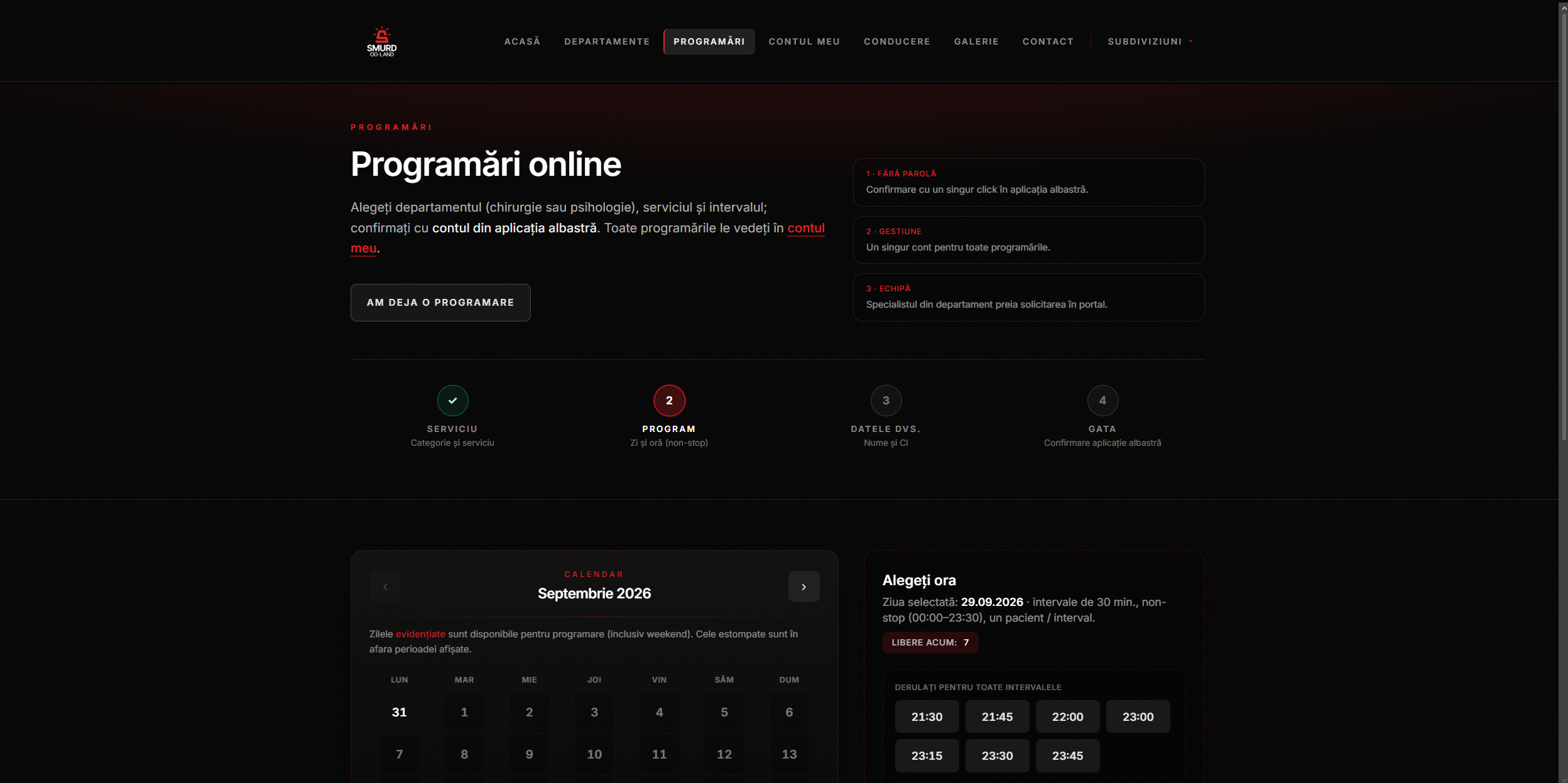 Proiect web design: Sistem Programări Online — SMURD FiveM — RNBDesigns Constanța